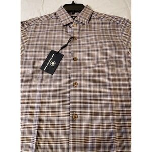 Hart Schaffner Marx Mens Small Long Sleeve Button Down Shirt Blue Plaid NWT L487